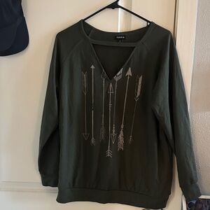 Torrid Olive Arrow Graphic Sweatshirt